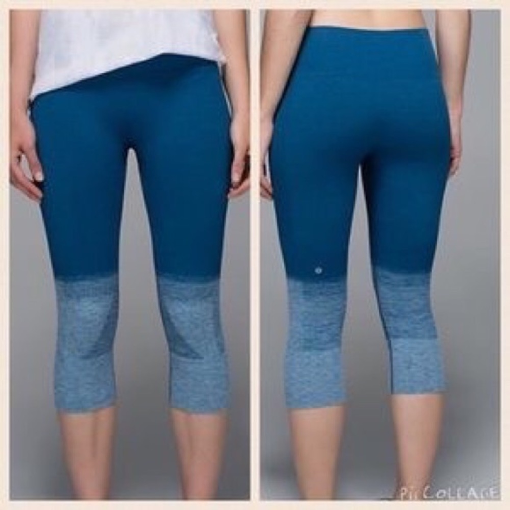 Lululemon Seamlessly street crop ombré blue size 4